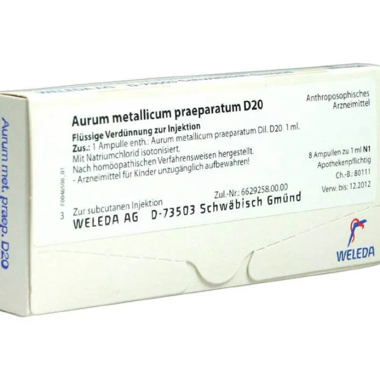 Weleda Herz, Kreislauf & Venen-Aurum metallicum Präparat D 20 Ampullen, 8 St