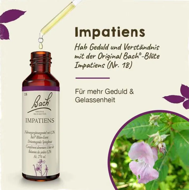 Original Bachblüten Bachblütentropfen-Bachblüten Nr. 18 Impatiens Tropfen, 20 ml