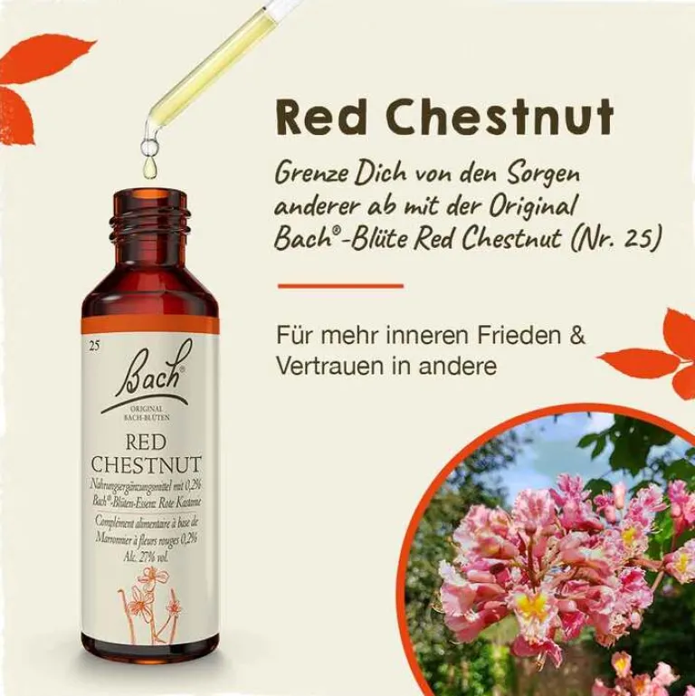 Original Bachblüten Bachblütentropfen-Bachblüten Nr. 25 Red Chestnut Tropfen, 20 ml