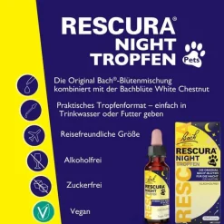 Rescura Bachblütentropfen|Bachblüten Für Tiere-Bachblüten Original Night Pets Tropfen alkoholfrei , 10 ml