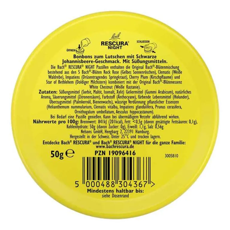Rescura Bachblütentropfen-Bachblüten Original Night Pastillen schwarze Johannisbeere, 50 g