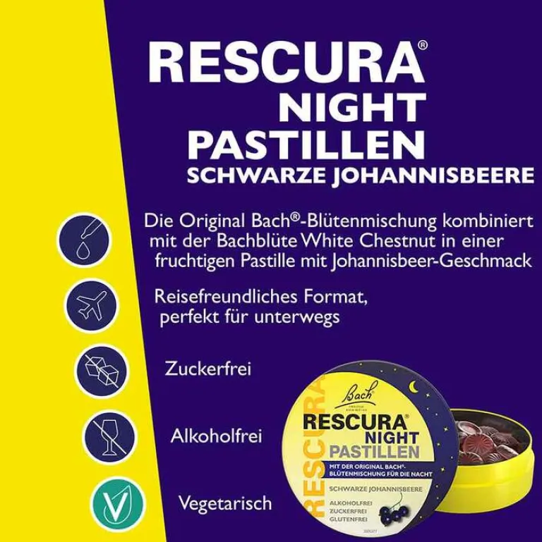 Rescura Bachblütentropfen-Bachblüten Original Night Pastillen schwarze Johannisbeere, 50 g