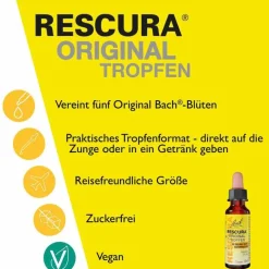 Rescura Bachblütentropfen-Bachblüten Original Tropfen mit Alkohol, 10 ml