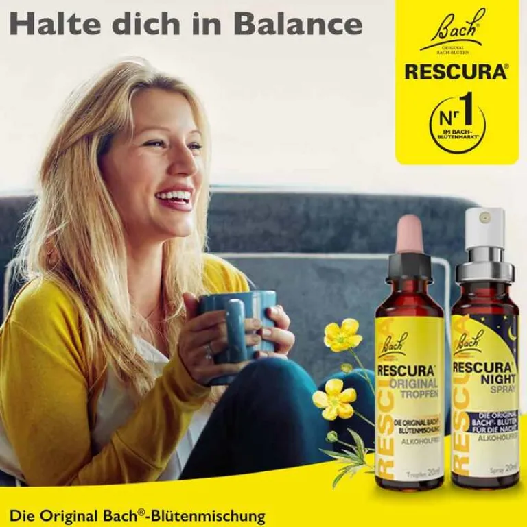 Rescura Bachblütentropfen-Bachblüten Original Tropfen mit Alkohol, 10 ml