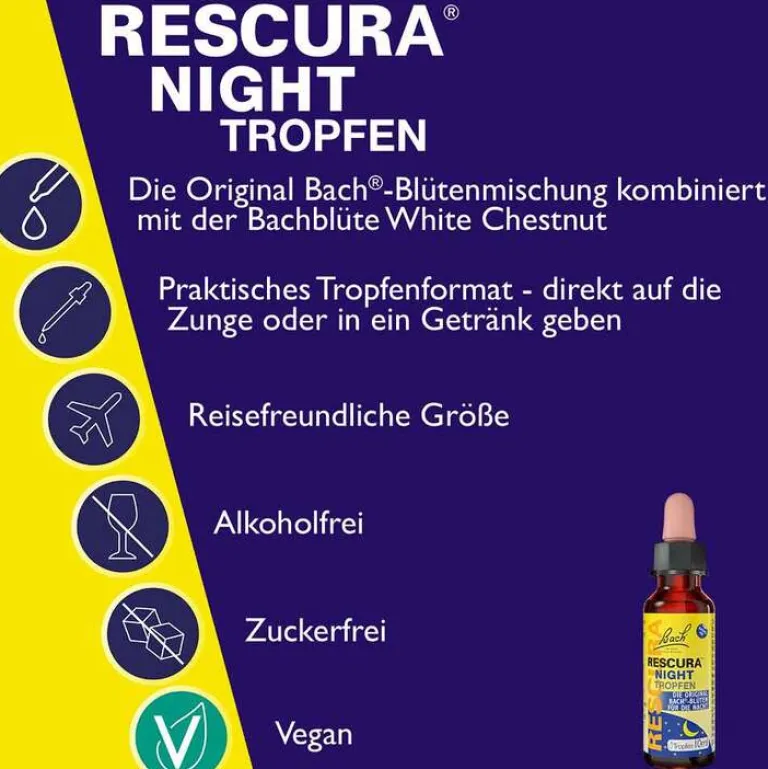 Rescura Bachblütentropfen-Bachblüten Original Night Tropfen alkoholfrei, 10 ml