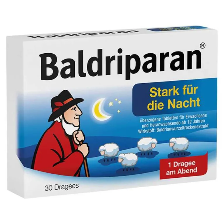 Baldriparan Baldrian|Beruhigungsmittel-Stark für die Nacht überzogene Tabletten, 30 St