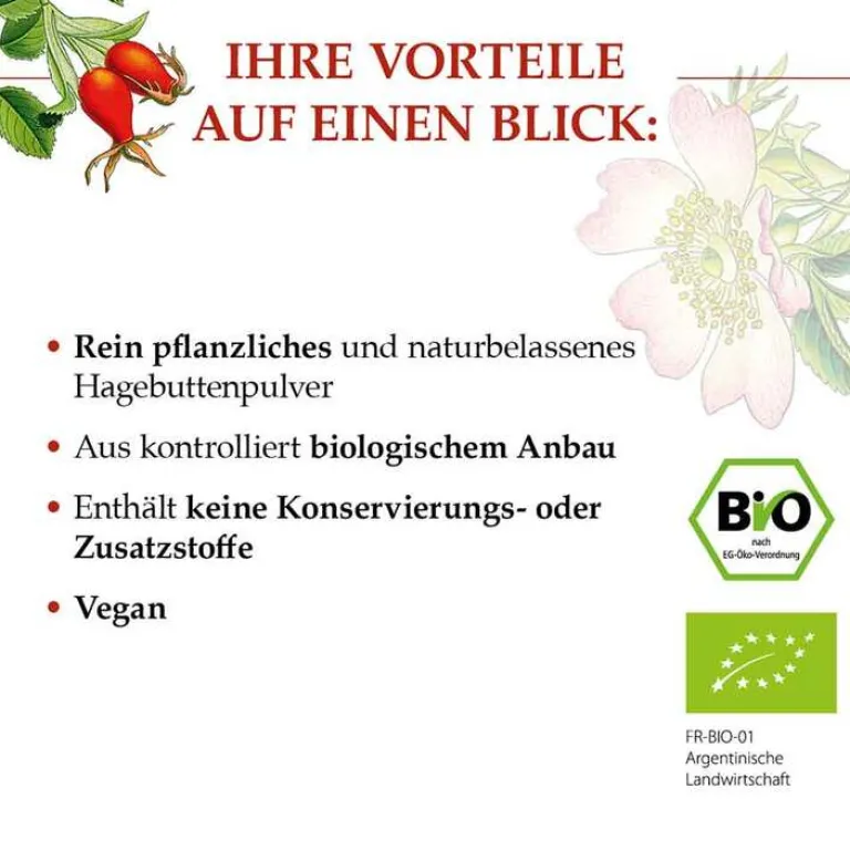 Hübner Naturarzneimittel Hagebuttenpulver|Sonstige Bio Produkte-Bio Hagebutten Pulver, 250 g