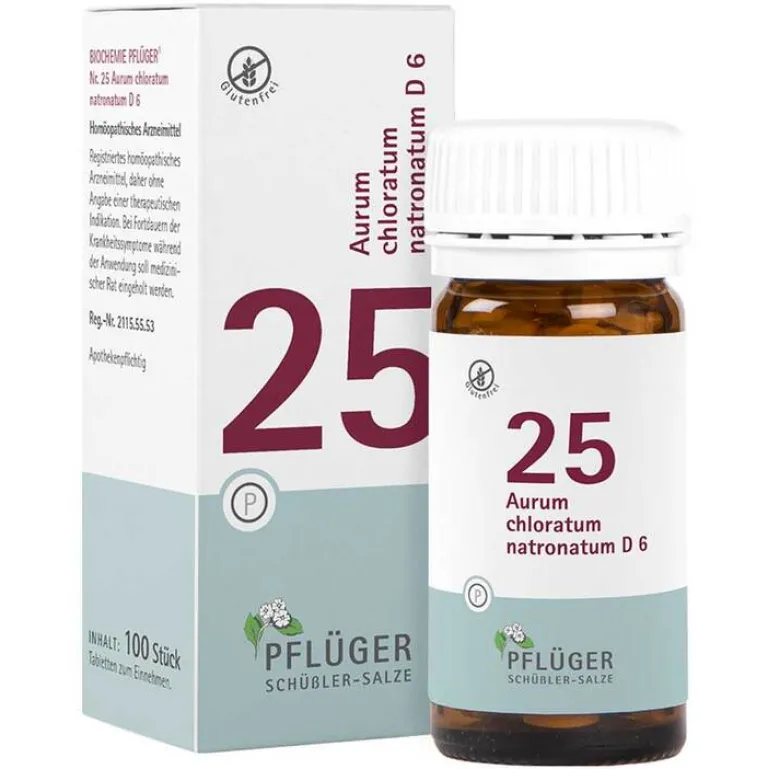 Pflüger Salze Als Tropfen|Salze 25 - 36-Biochemie 25 Aurum chloratum Natrium D 6 Tabletten, 100 St