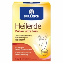 Bullrich Heilerde|Sodbrennen Medikamente-Heilerde Pulver ultra fein zum Einnehmen und Auftragen, 500 g