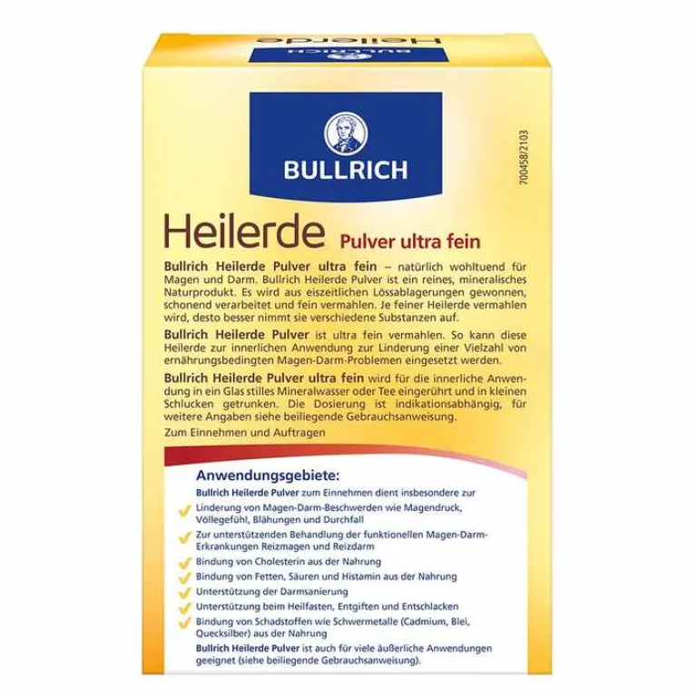 Bullrich Heilerde|Sodbrennen Medikamente-Heilerde Pulver ultra fein zum Einnehmen und Auftragen, 500 g