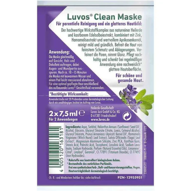 Luvos Heilerde|Gesichtsmasken-Naturkosmetik Heilerde Clean-Maske, 2X7.5 ml