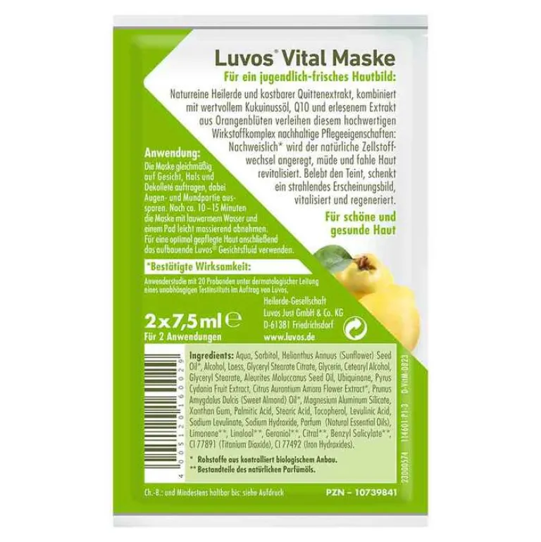 Luvos Heilerde|Gesichtsmasken-Naturkosmetik Heilerde Vital Maske, 2X7.5 ml