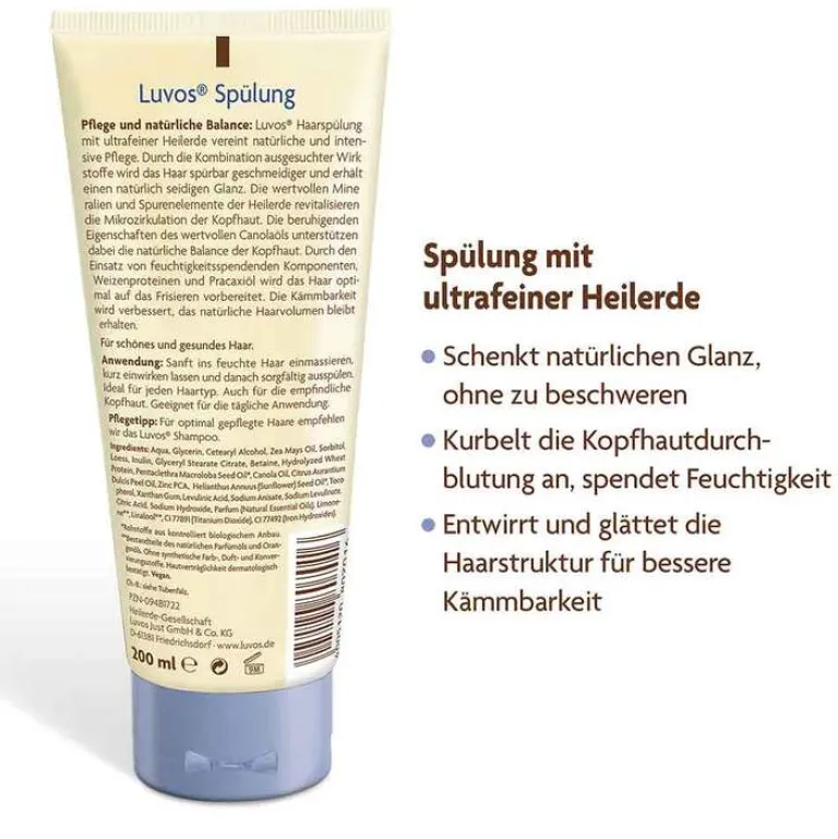 Luvos Heilerde|Haarpflege-Naturkosmetik mit Heilerde Spülung, 200 ml