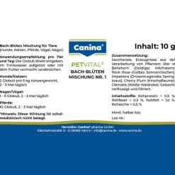 Canina Beruhigungsmittel Katze|Beruhigungsmittel Hund-Petvital Bachblüten Nr.1 Globuli vet. (für Tiere), 10 g