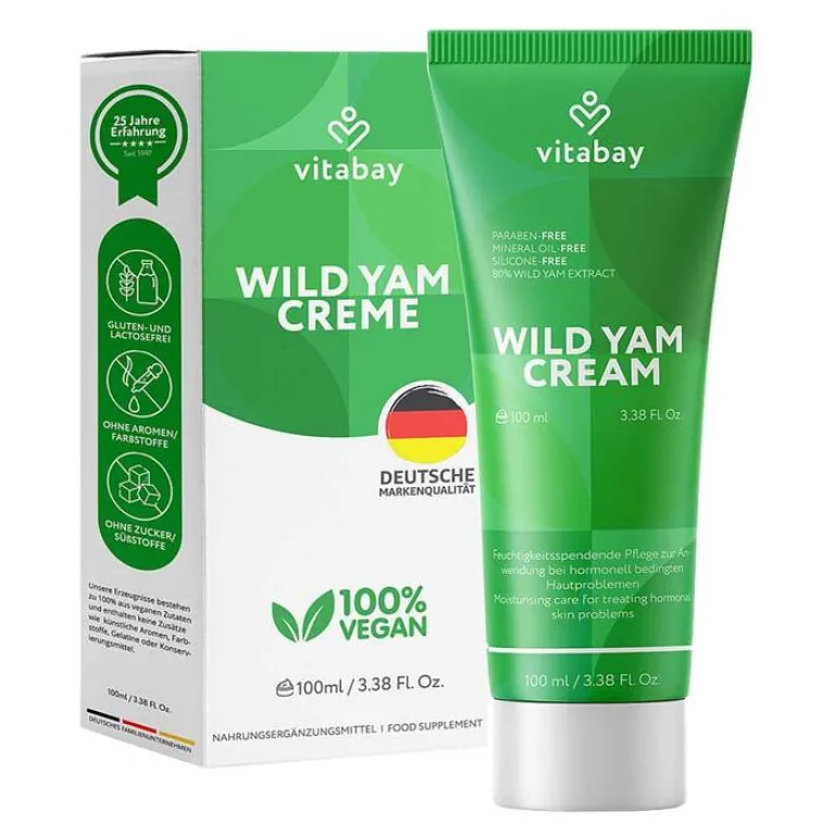 Vitabay Yamswurzel-Wild Yams Creme mit 64% Diosgenin Gesicht + Körper, 100 ml